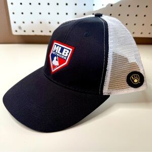 Milwaukee Brewers MLB Network Navy & White SnapBack Trucker Hat NWOT Brew Crew